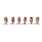 Ensemble de six verres à boire multicolores en verre de Murano par Toso, Italie
