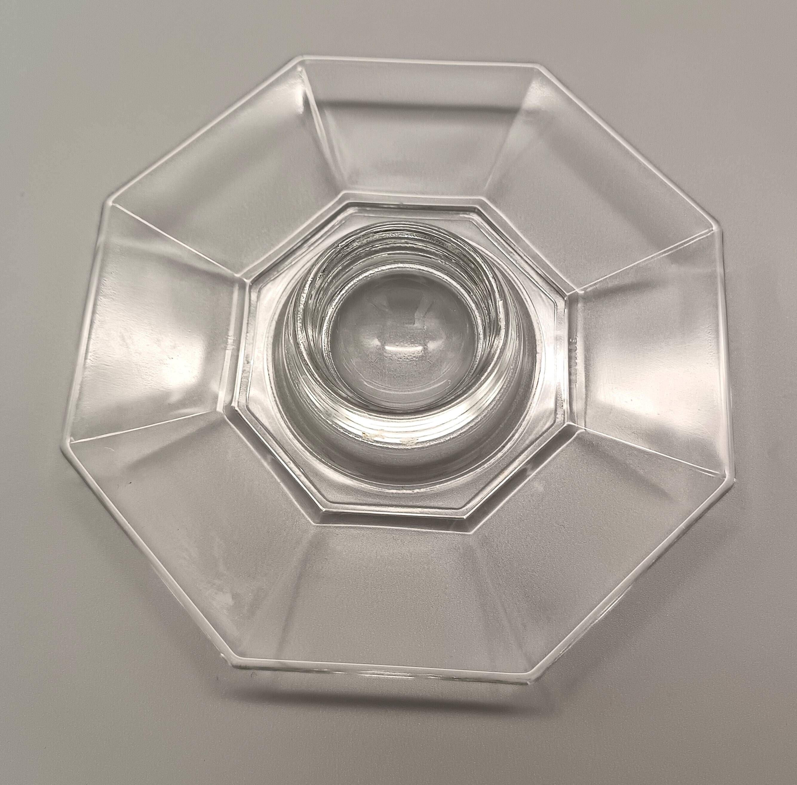 3 transparent egg cups in tempered glass arcoroc octime series, 1980 vintage