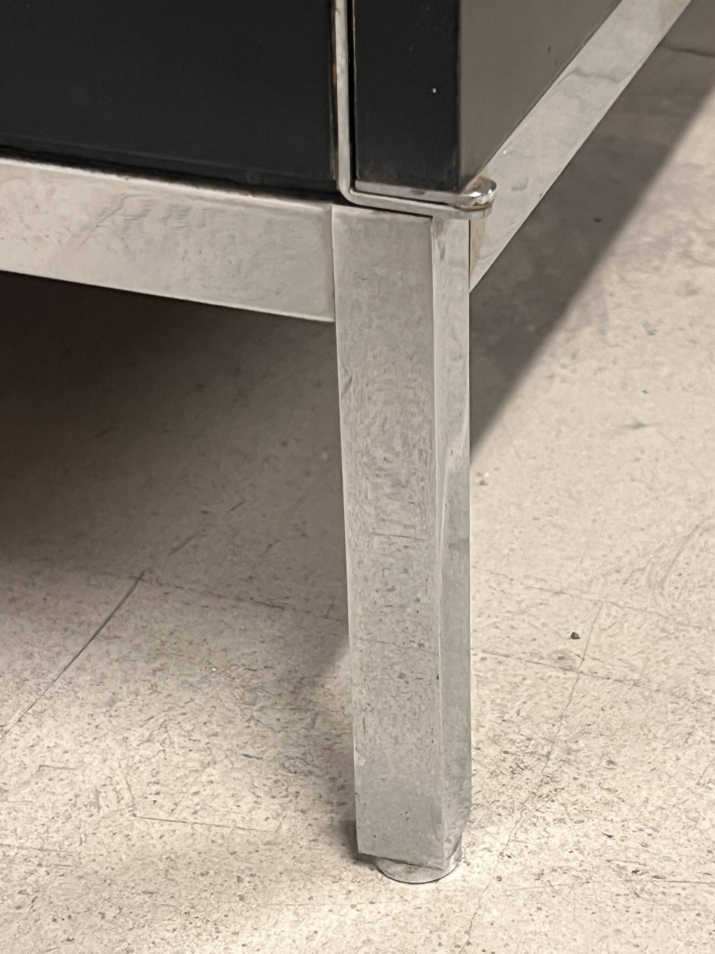 Black Executive Florence Knoll sideboard with metal handles, 1970s