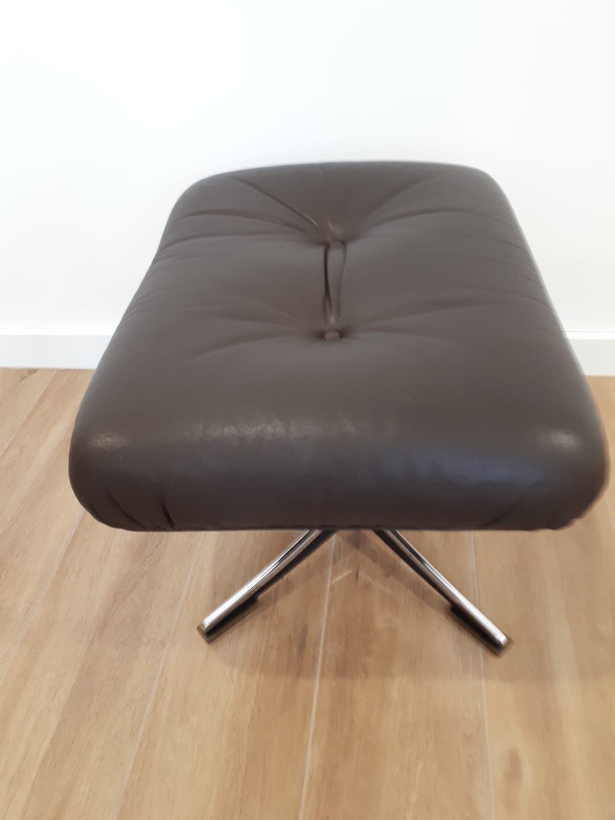 Leather pouf, Germany, 70s