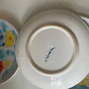 Set of dessert plates with flowers, Vallauris 1960