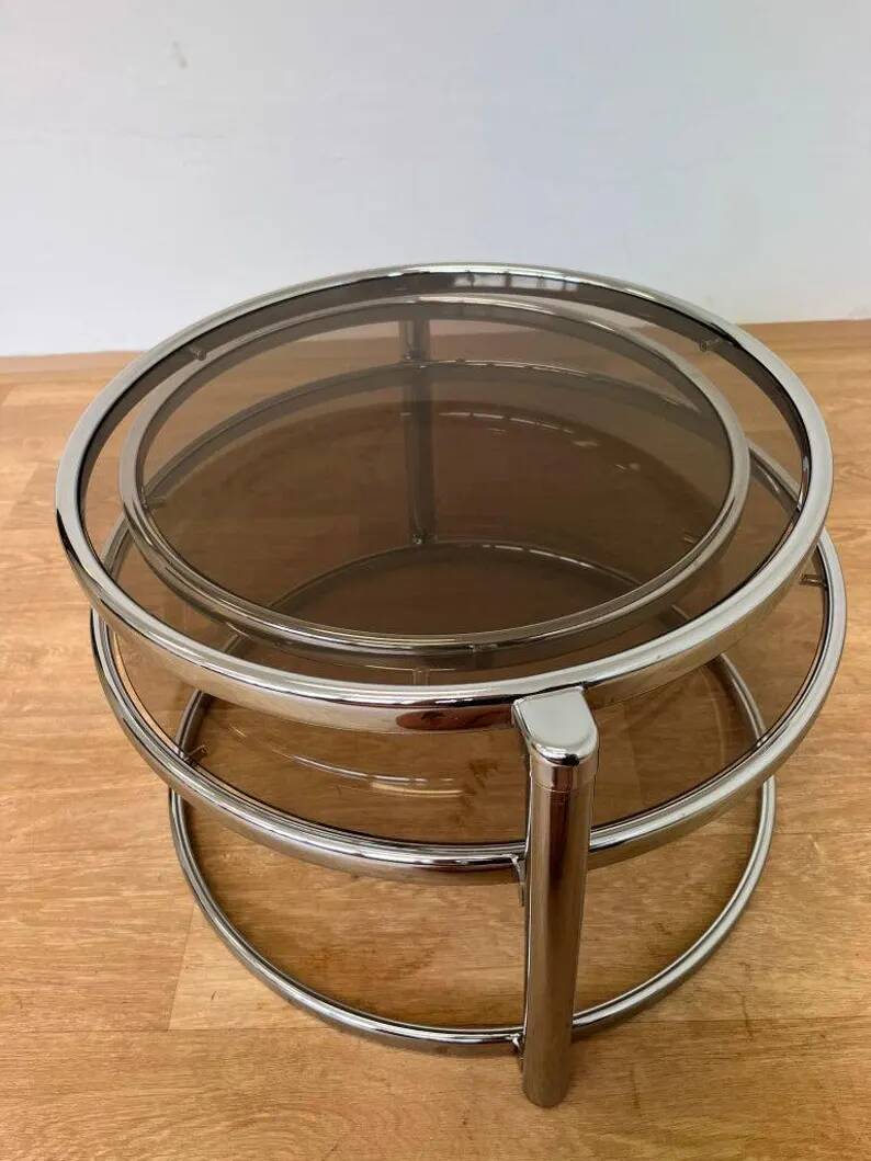 Midcentury Swivel and Folding Chrome Coffee Table, Germany, 1970s