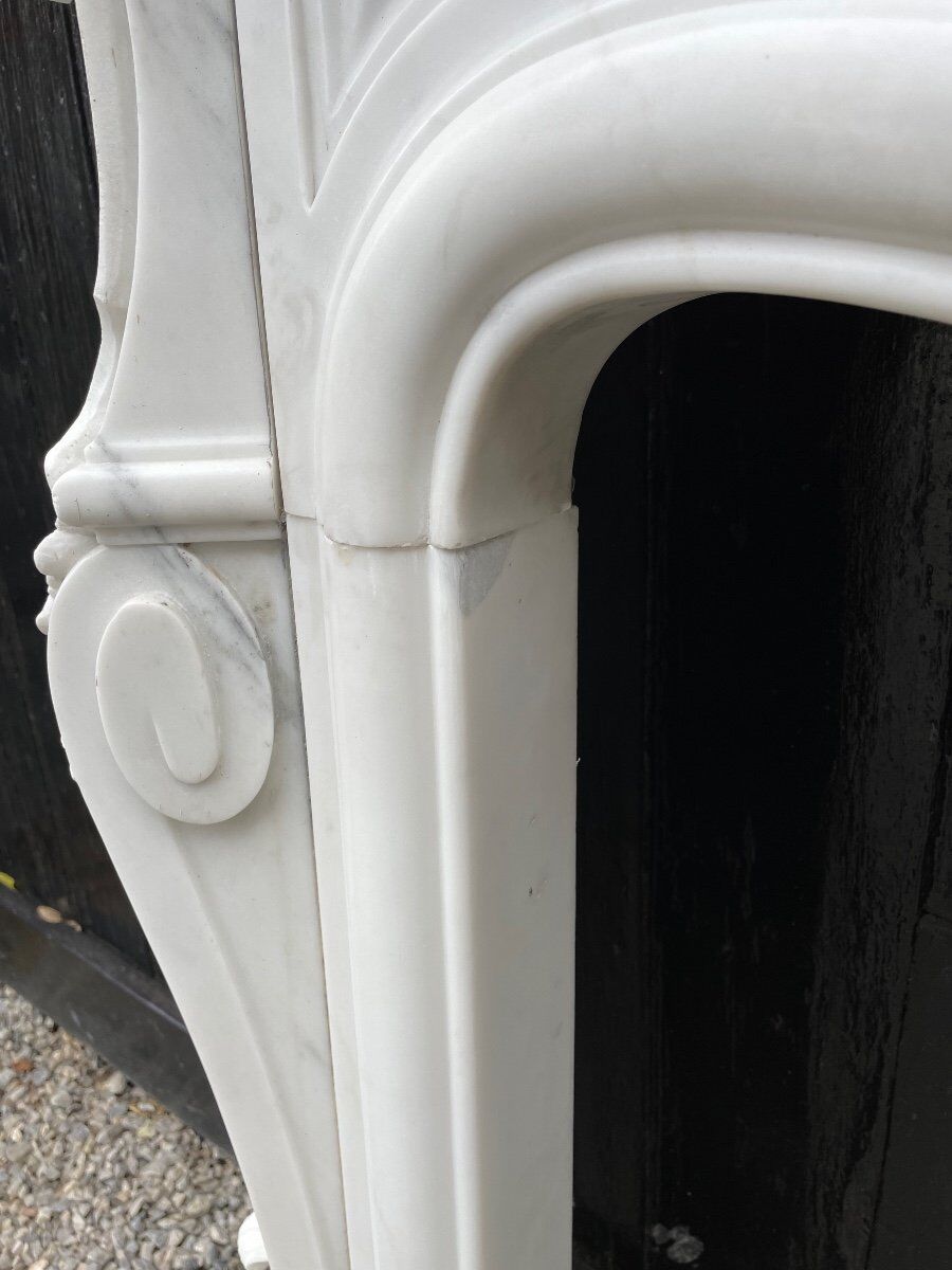 Louis XV style fireplace in Carrara marble circa 1980
