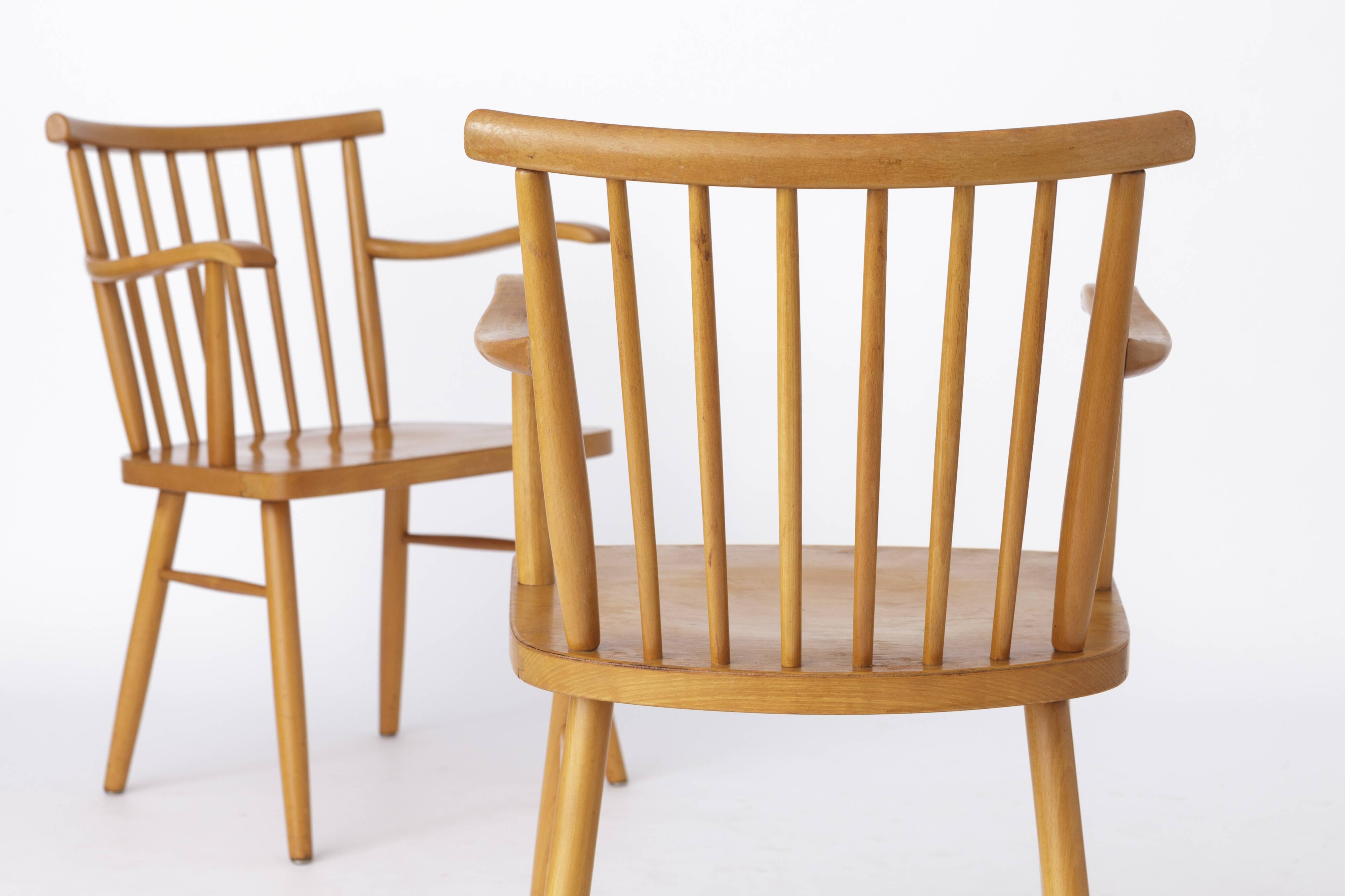 Pair Lübke Chairs 1950s Vintage Germany