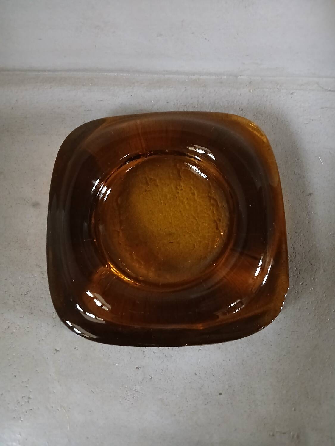 Vintage amber glass ashtray