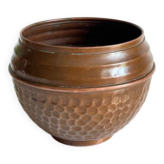 Planter by villedieu in vintage brown patinated copper