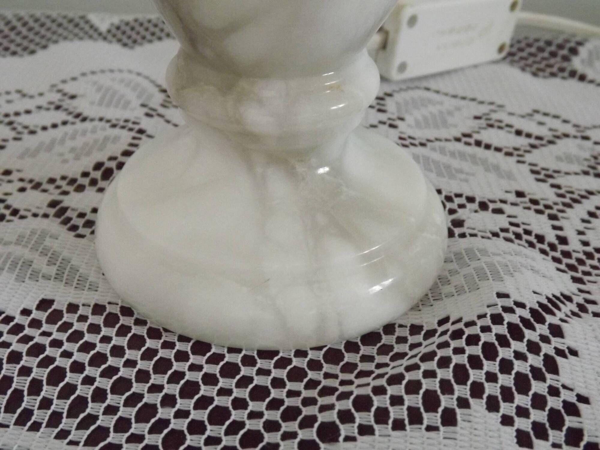 French Vintage Small Marble Table Lamp – Cream with Beige & Blue Veins 5237