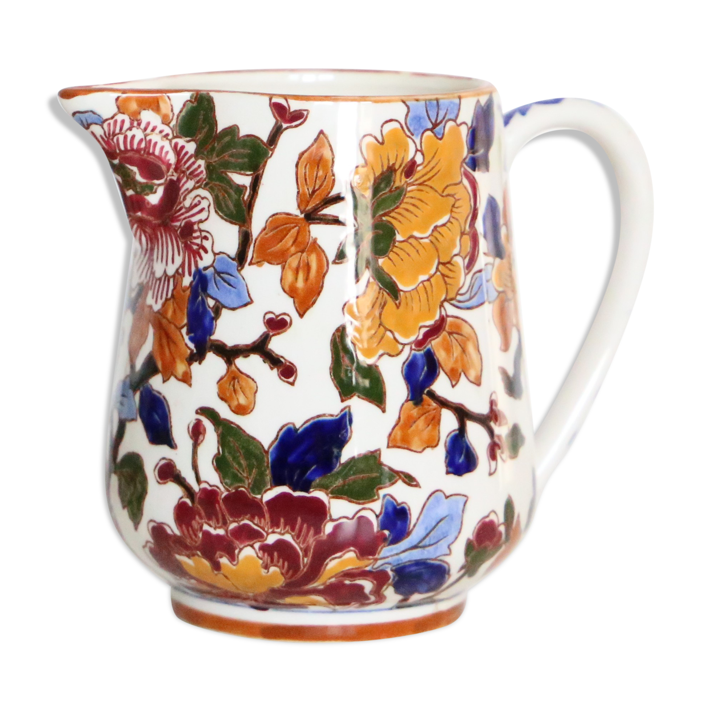 Jug, Broc, ceramic Gien peony pattern, vintage