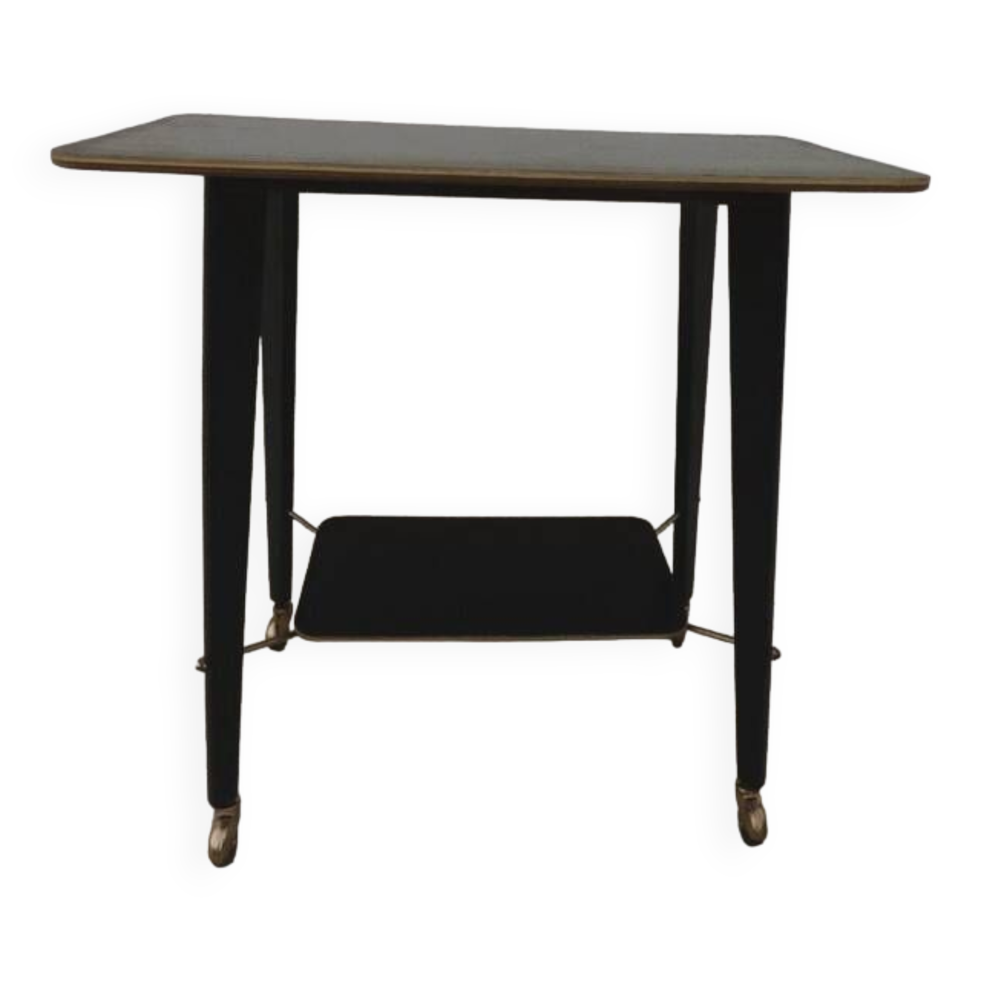 Vintage all-purpose piece of furniture from the 70s on casters with two shelves