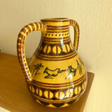 Large vintage ethnic vase with tribal decor