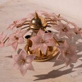 Charming Murano Vintage Ceiling Light Pink Flowers, 1970s