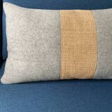 Orange gray wool-fabric cushion