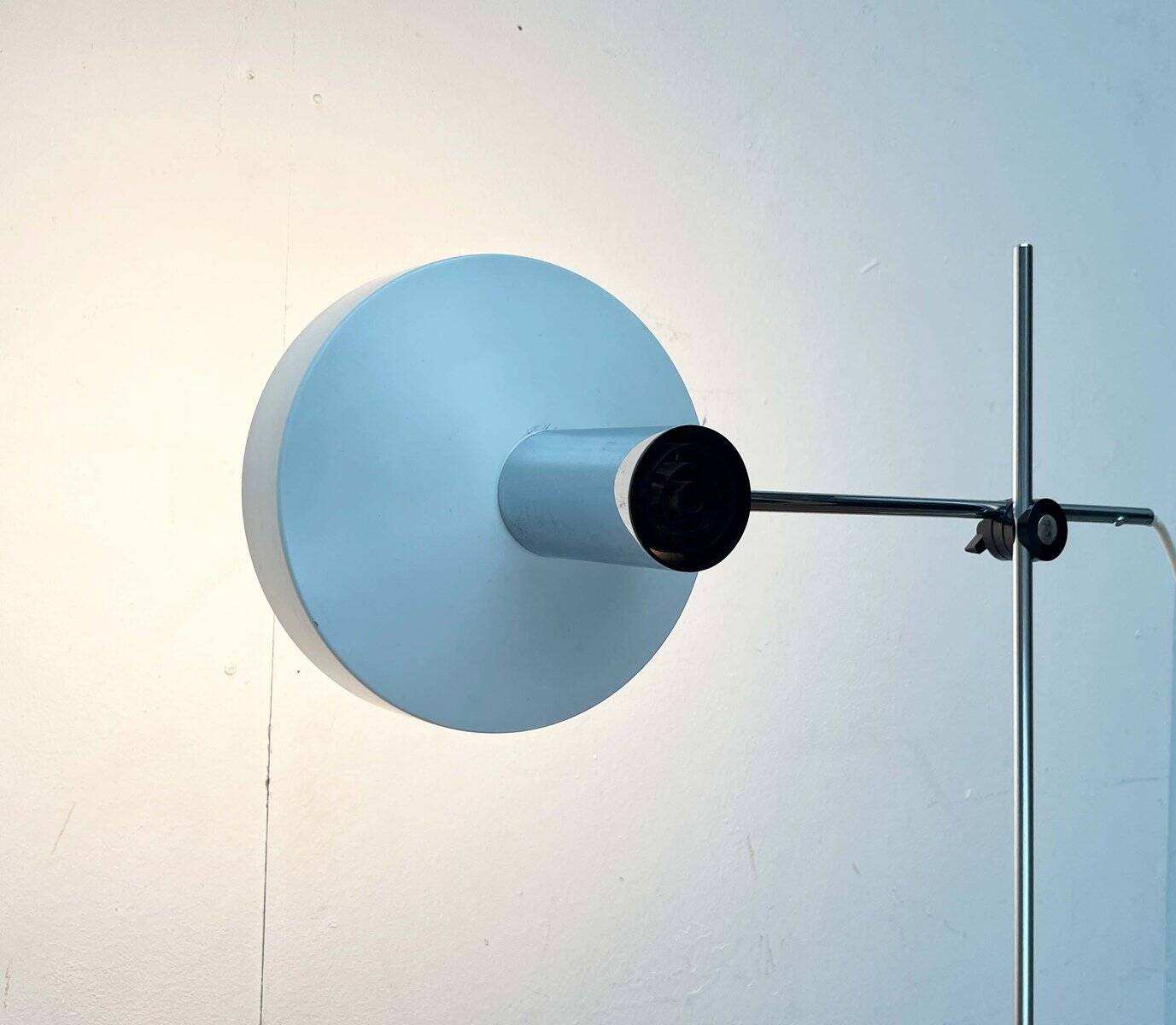 Mid-Century Modern German Minimalist White and Chrome Table Lamp from Kaiser Leuchten, 1960s