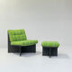Green vintage chair with hocker
