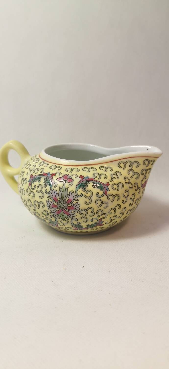 Vintage Chinese Yellow Porcelain Jug or Milk Jug. Signed