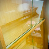 Double display case mounted at an angle with doors from the Capelle 60' house in Montauban