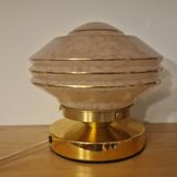 Art Deco glass touch lamp in pink Clichy glass