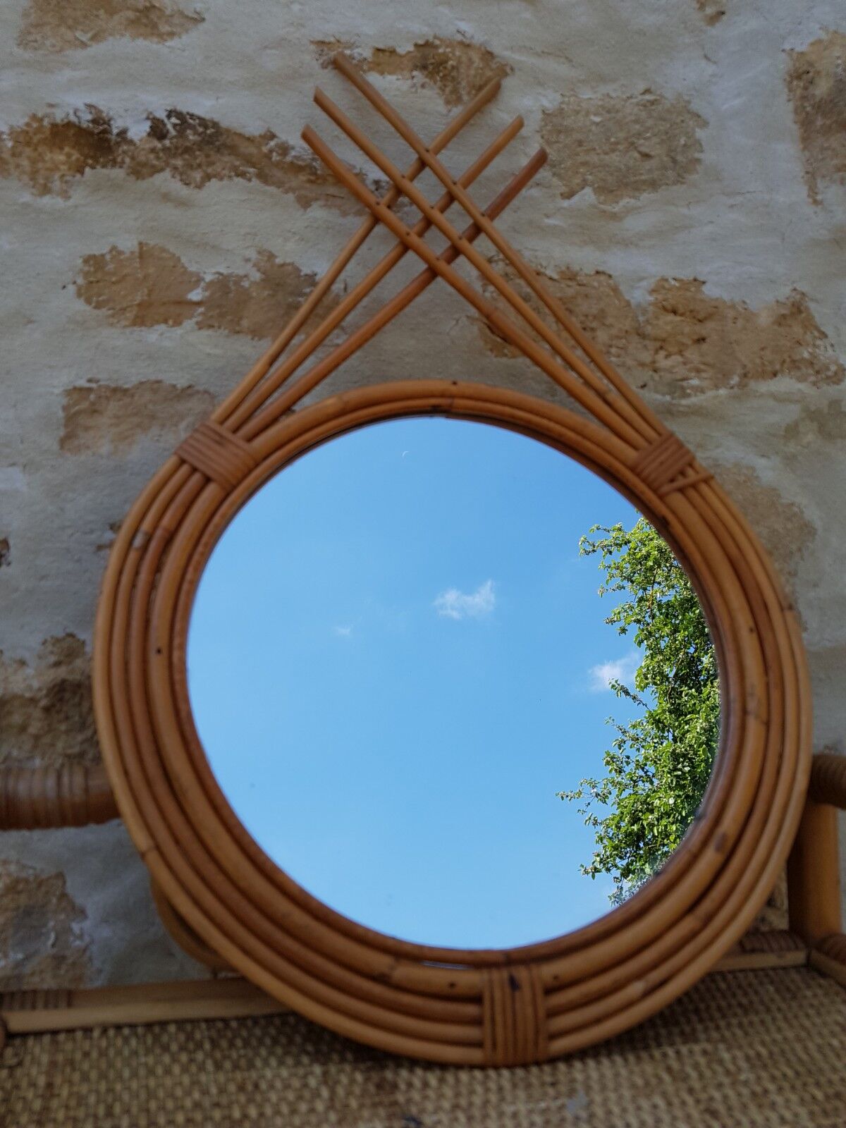 Old rattan mirror 55x34cm