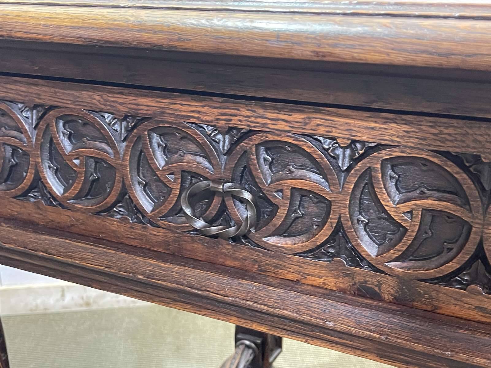 Late 19th century Gothic style oak desk