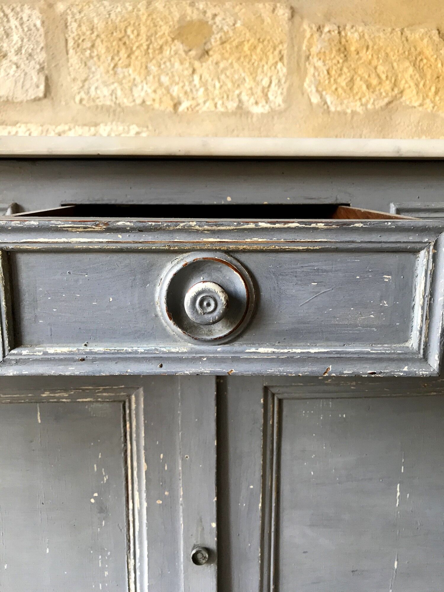 Antique bathroom furniture double sink marble top
