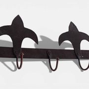 Antique French Provincial Wrought Iron Coat or Hat Rack with Fleur-de-Lis