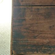 Table / Vintage cherry wood desk with turned legs – Natural patina