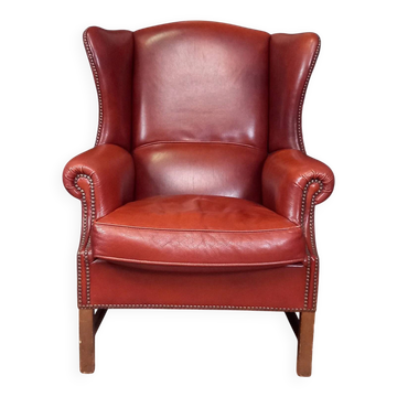 Large English sheepskin wingback armchair - Wingback chair - Arm chair