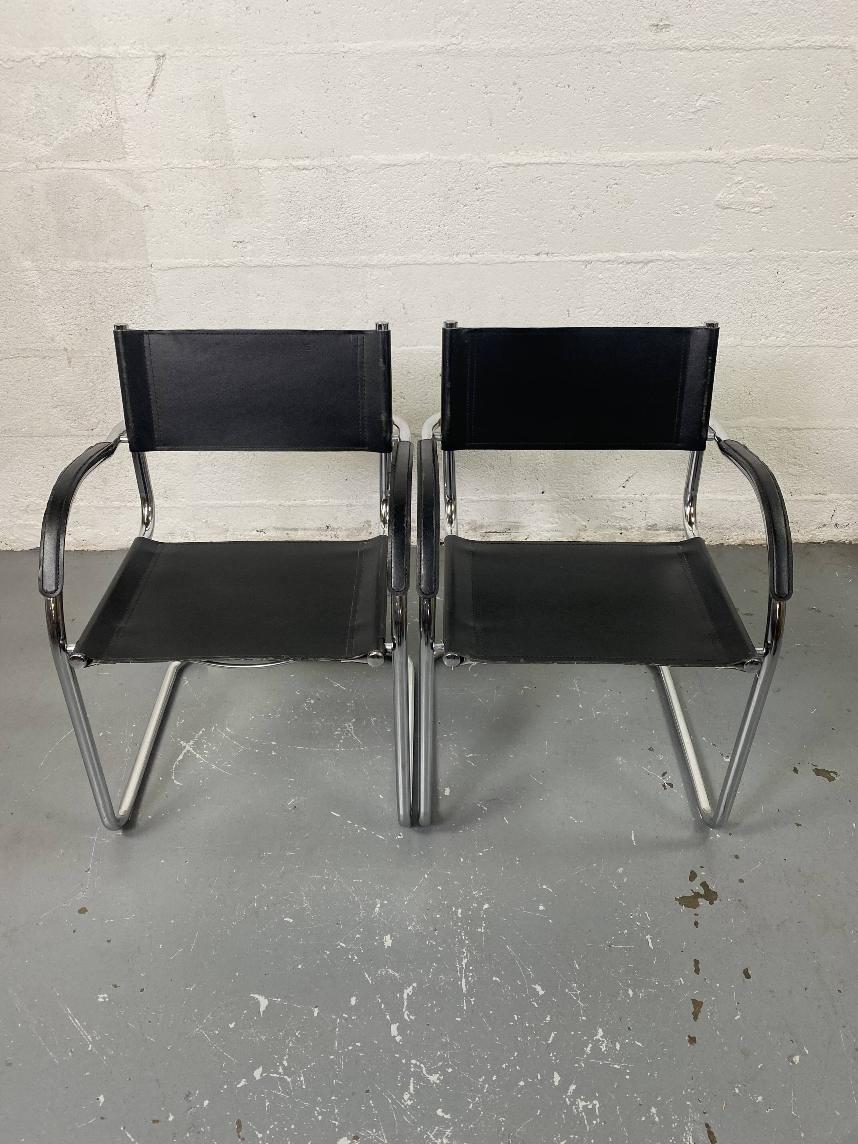 Paire de Fauteuils Design en simili cuir et Aluminium