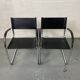 Paire de Fauteuils Design en simili cuir et Aluminium