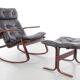 Scandinavian rocking chair Siesta by Ingmar Relling and its ottoman