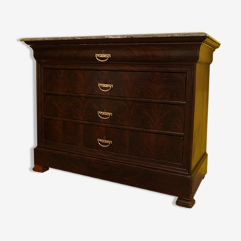 Commode 1900 en bois et marbre