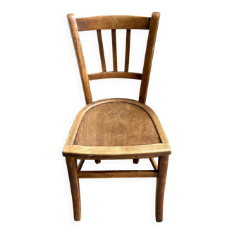 Chaise bistrot en hêtre foncé et assise gaufrée