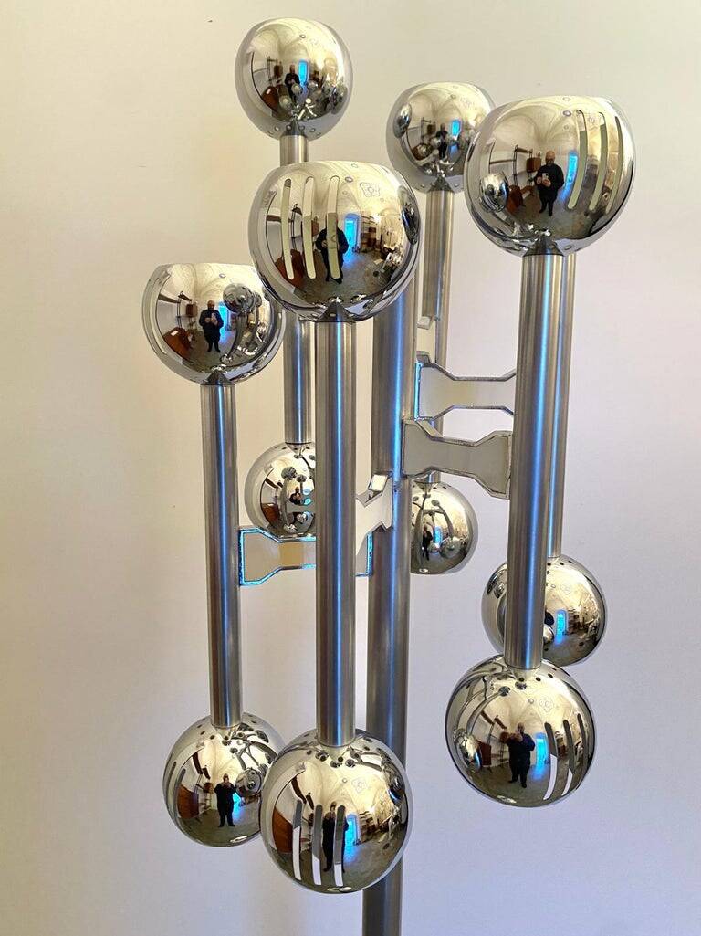 Lampadaire Space Age chromé, Italie 1970