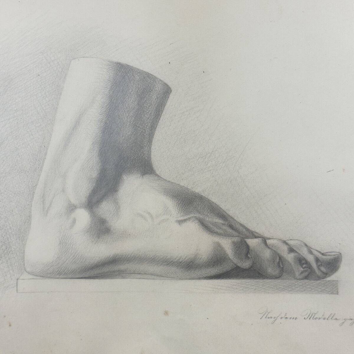 F. Mucke, pencil drawing of feet, 1802, pencil and paper