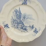 8 Large Vintage Sarreguemines Flanders and Surrey Dinner Plates, White Decor