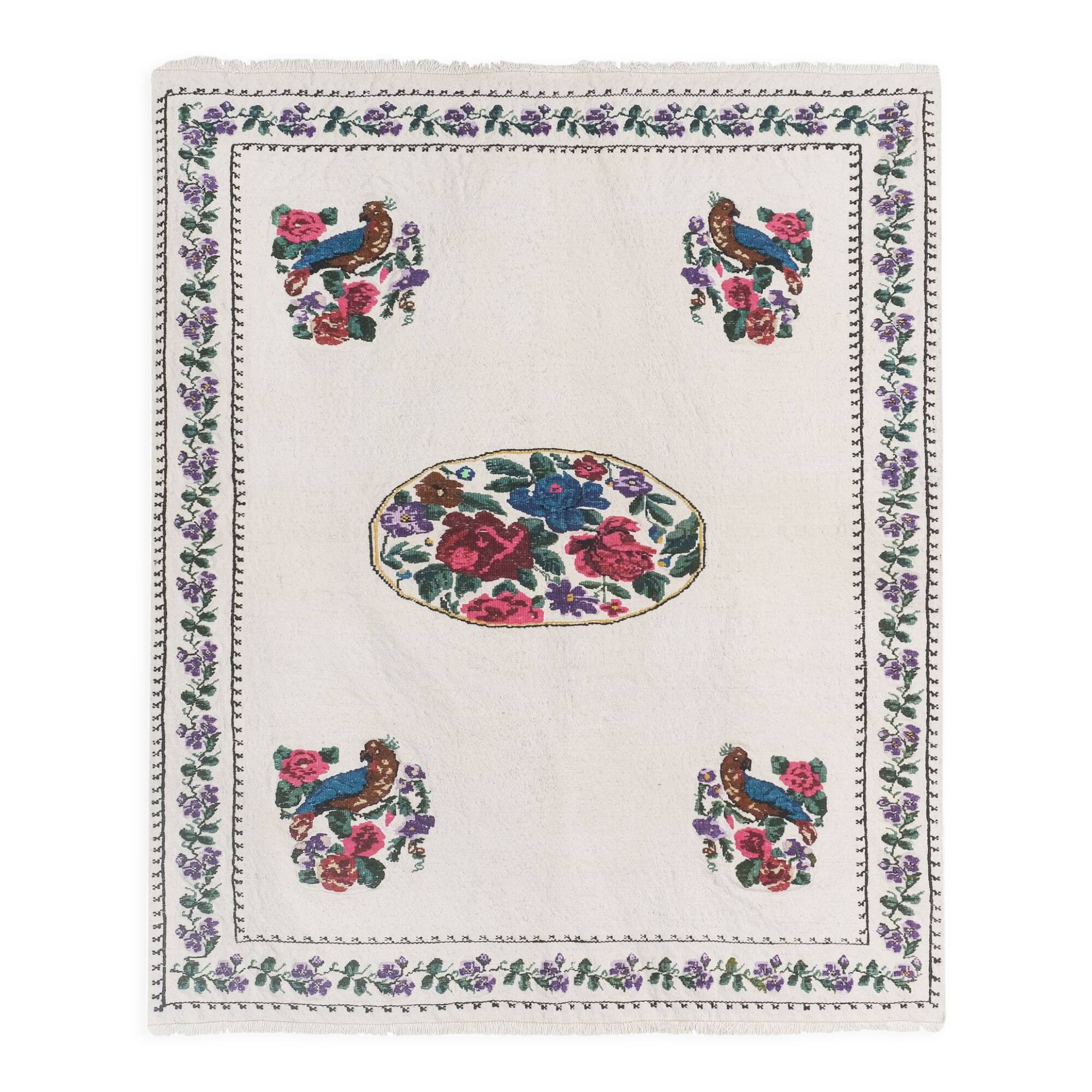 Vintage Turkish rug from Oushak, hand-woven 115x144 cm