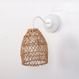 White Rattan Wall Sconce Lamp