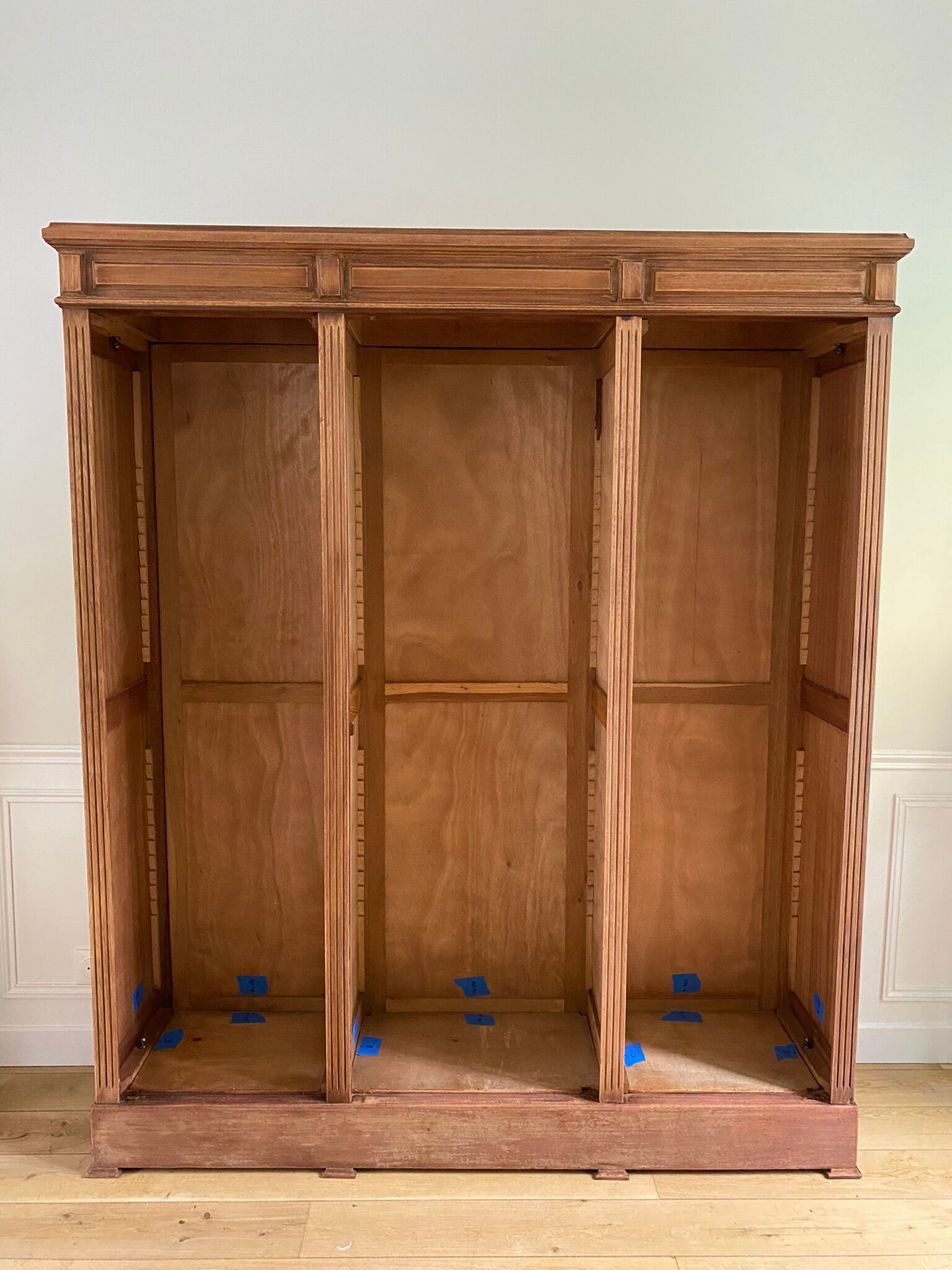 Showcase three vintage glass doors