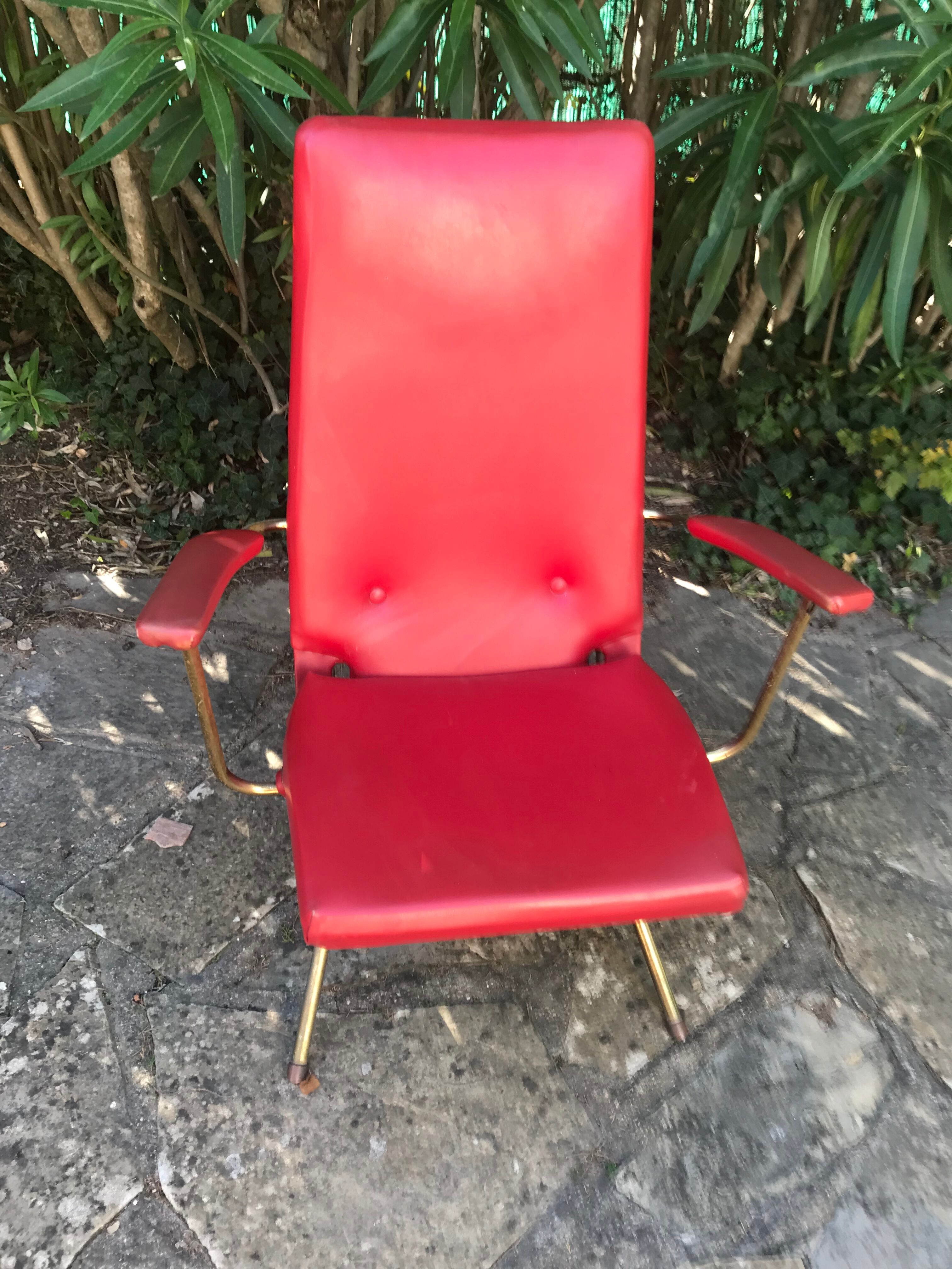Fauteuil inclinable vintage en skaï