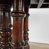 Coffee table in walnut with maple inlays and wheels