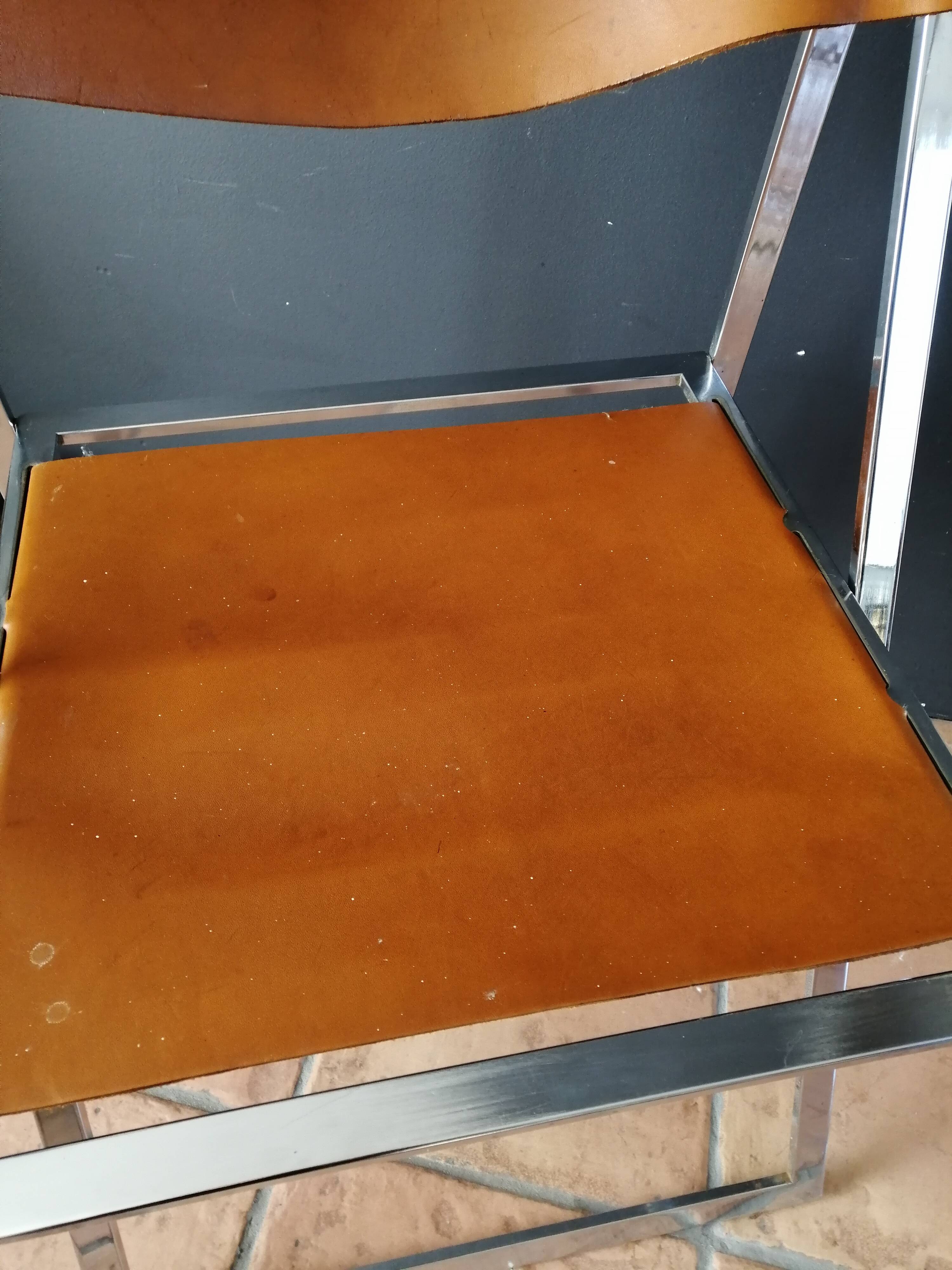 Leather folding chair "Elios" 60s