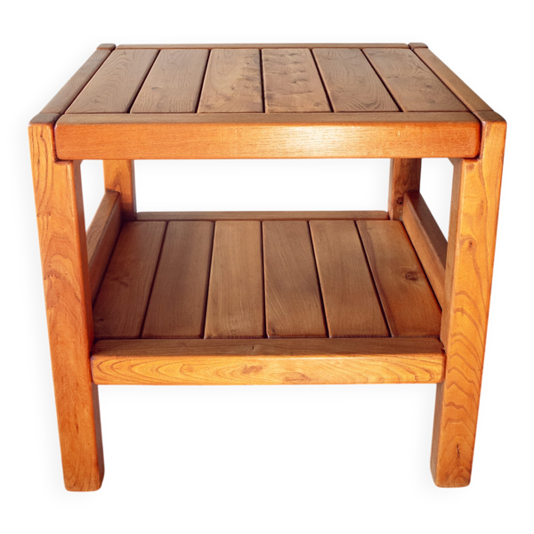 Table d'appoint en orme massif, Roche Bobois,1980