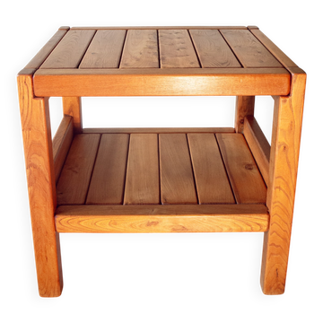 Side table in solid elm, Roche Bobois, 1980
