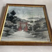 Ancient Japanese drawing on canvas