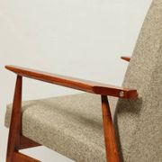 Scandinavian armchair and footrest granola beige concluded by H.Lis 300-190