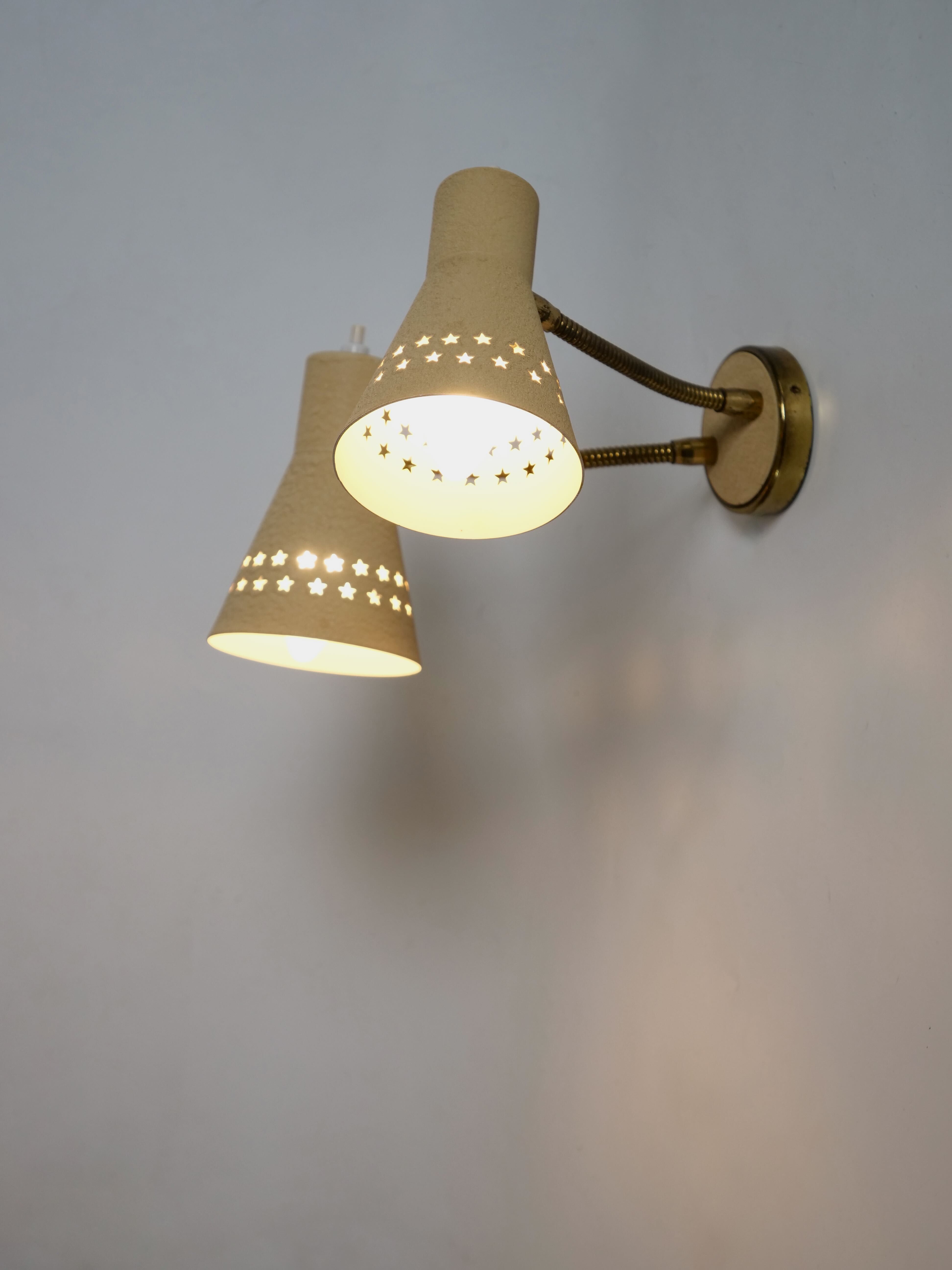 Italian wall lamp double flexible 1950