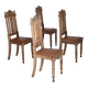 1930s, set of 4 Danish dining chairs, carved oak wood, furniture leather.