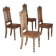 1930s, set of 4 Danish dining chairs, carved oak wood, furniture leather.