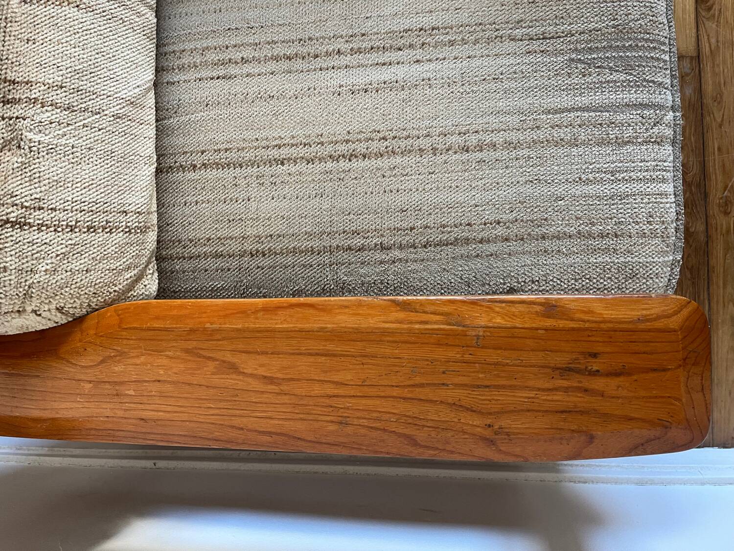 Maison Regain style modernist armchair in solid elm