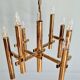 Geometric brass chandelier, Hollywood Regency, design by G. Sciolari, 1970.